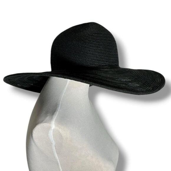 Nine West Floppy Hat Wide Brim  All Season Summer Flower Applique Black OS - Picture 5 of 16